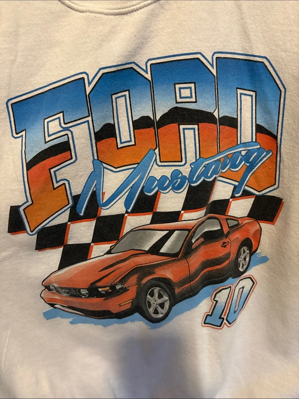 Ford White Crewneck with Blue and Orange Racing Graphic - Picture 3 of 4